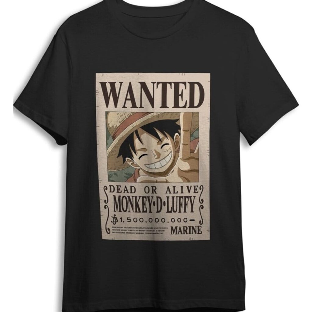 One Piece T-Shirt Monkey D. Luffy Wanted Black