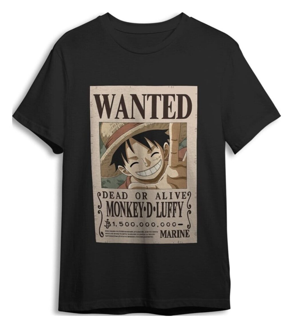 One Piece T-Shirt Monkey D. Luffy Wanted Black